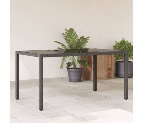 Dārza Galds, Stikla Virsma, Melns, 150X90X75 Cm, Pe Rotangpalma Vidaxl