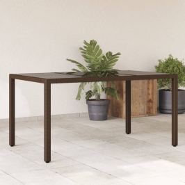 Dārza Galds, Stikla Virsma, Brūns, 150X90X75 Cm, Pe Rotangpalma Vidaxl