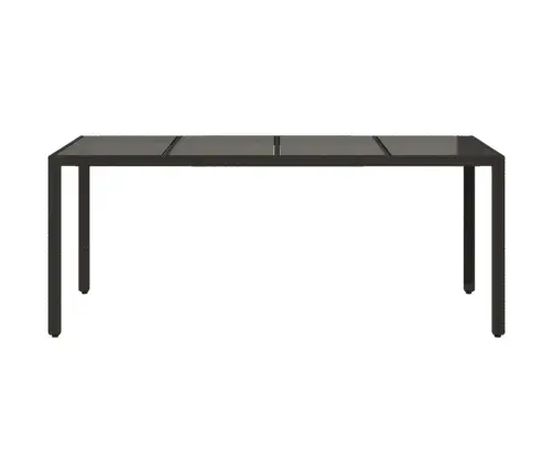 Dārza Galds Ar Stikla Virsmu, 190X90X75Cm, Melna Pe Rotangpalma Vidaxl