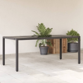 Dārza Galds Ar Stikla Virsmu, 190X90X75Cm, Melna Pe Rotangpalma Vidaxl