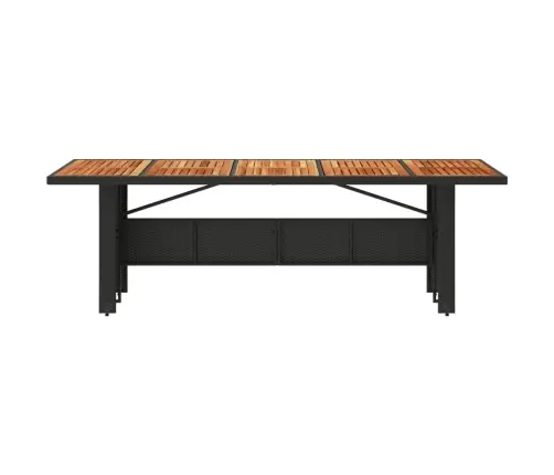 Dārza Galds Ar Akācijas Virsmu, Melns, 240X90X75 Cm, Pe Pinums Vidaxl