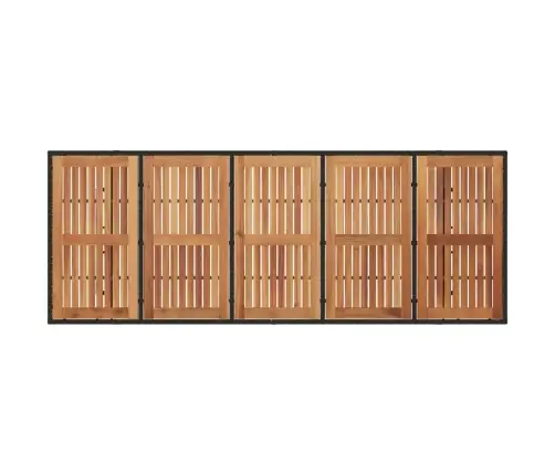 Dārza Galds Ar Akācijas Virsmu, Melns, 240X90X75 Cm, Pe Pinums Vidaxl