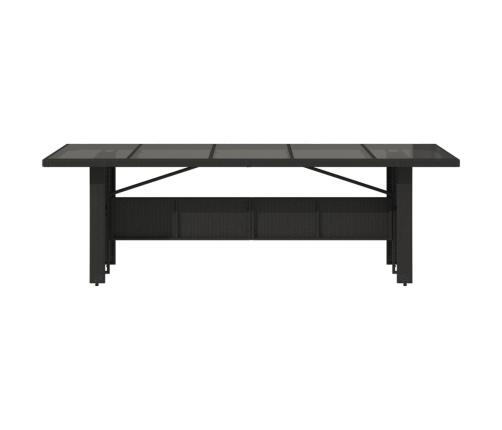 Stalas Su Stikliniu Stalviršiu, Juodas, 240X90X75cm Pe Ratanas