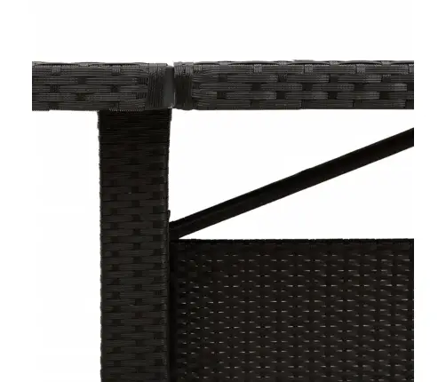 Dārza Galds Ar Stikla Virsmu, 240X90X75Cm, Melna Pe Rotangpalma Vidaxl