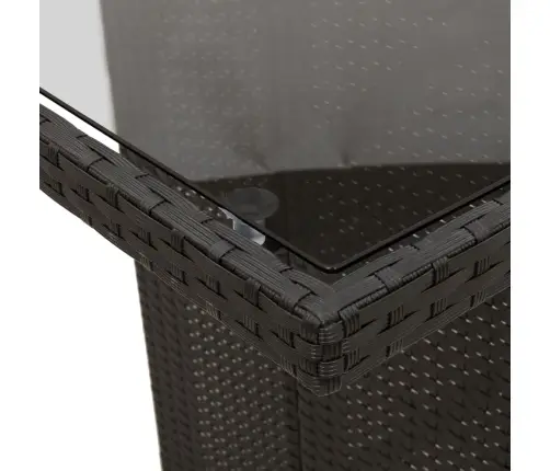 Dārza Galds Ar Stikla Virsmu, 240X90X75Cm, Melna Pe Rotangpalma Vidaxl