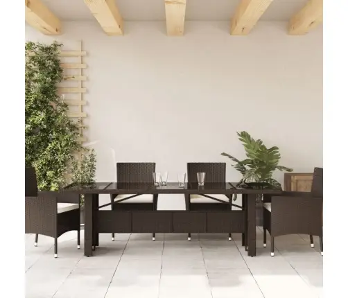 Dārza Galds Ar Stikla Virsmu, 240X90X75Cm, Brūna Pe Rotangpalma Vidaxl Dārza Galds Ar Stikla Virsmu, 240X90X75Cm, Brūna Pe Rotangpalma Vidaxl