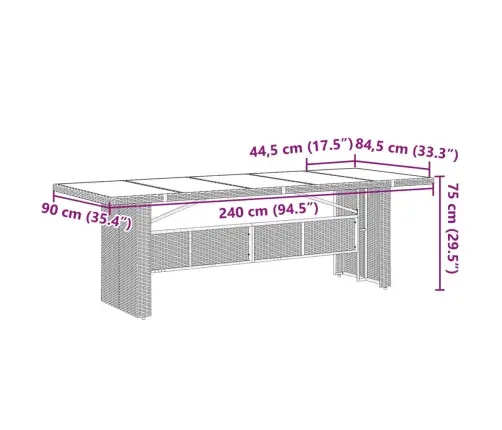 Dārza Galds Ar Stikla Virsmu, 240X90X75Cm, Brūna Pe Rotangpalma Vidaxl Dārza Galds Ar Stikla Virsmu, 240X90X75Cm, Brūna Pe Rotangpalma Vidaxl