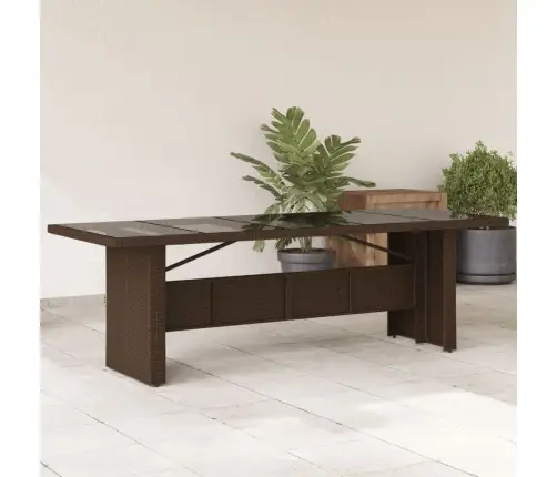 Dārza Galds Ar Stikla Virsmu, 240X90X75Cm, Brūna Pe Rotangpalma Vidaxl Dārza Galds Ar Stikla Virsmu, 240X90X75Cm, Brūna Pe Rotangpalma Vidaxl