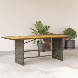 Stalas Su Akacijos Stalviršiu, Pilkas, 190X80X75cm Poliratanas