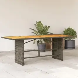 Stalas Su Akacijos Stalviršiu, Pilkas, 190X80X75cm Poliratanas