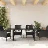 Dārza Galds Ar Stikla Virsmu, 190X80X75Cm, Melna Pe Rotangpalma Vidaxl
