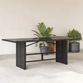 Dārza Galds Ar Stikla Virsmu, 190X80X75Cm, Melna Pe Rotangpalma Vidaxl