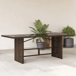 Dārza Galds Ar Stikla Virsmu, 190X80X75Cm, Brūna Pe Rotangpalma Vidaxl