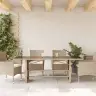 Stalas Su Stikliniu Stalviršiu, Smėlio, 190X80X75cm Pe Ratanas
