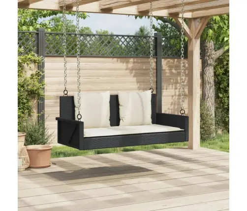 Sūpynės Su Pagalvėlėmis, Juodos, 119X56X48cm Polirotangas