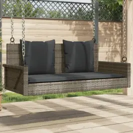 Šūpoļu Sols Ar Spilveniem, Pelēks, 119X56X48 Cm, Pe Rotangpalma Vidaxl