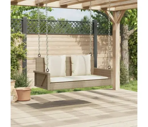 Šūpoļu Sols Ar Spilveniem, Bēšs, 119X56X48 Cm, Pe Rotangpalma Vidaxl