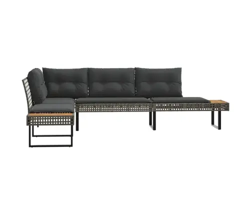 Sodo Sofa Su Pagalvėlėmis, Pilka, Poliratanas/Akacija, L Formos