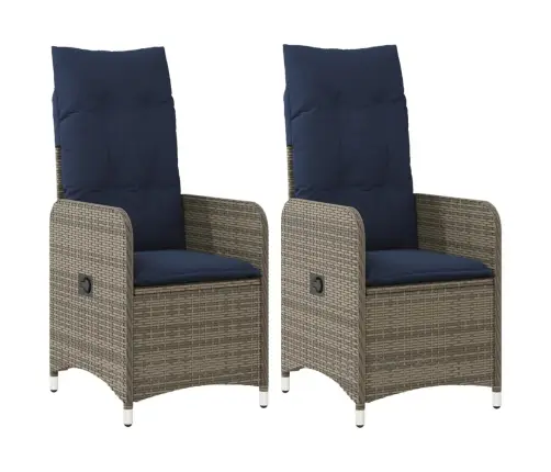 Atgāžami Dārza Krēsli, 2 Gab., Ar Spilveniem, Pelēks Polietilēna Rotangpalmas Pinums Vidaxl