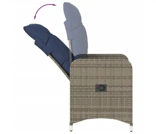 Atgāžami Dārza Krēsli, 2 Gab., Ar Spilveniem, Pelēks Polietilēna Rotangpalmas Pinums Vidaxl