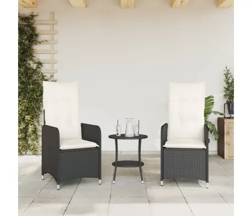 Dārza Krēsli, 2 Gab., Ar Galdu, Melna Pe Rotangpalma Vidaxl