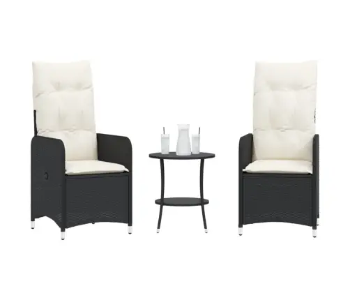 Dārza Krēsli, 2 Gab., Ar Galdu, Melna Pe Rotangpalma Vidaxl