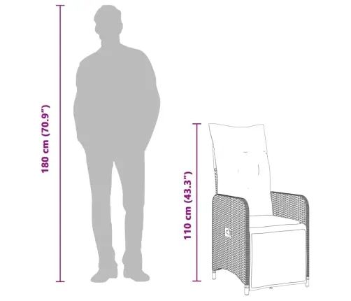 Atgāžams Dārza Krēsls Ar Matračiem, Brūna Pe Rotangpalma Vidaxl