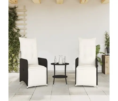 Atgāžami Dārza Krēsli, 2 Gab., Matrači, Melna Pe Rotangpalma Vidaxl