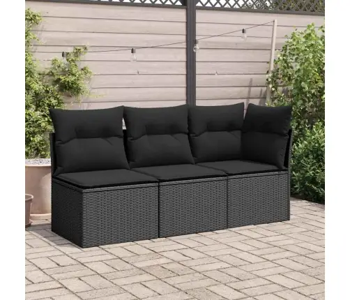 Dārza Dīvāns, Matrači, Bez Roku Balstiem, Melna Pe Rotangpalma Vidaxl