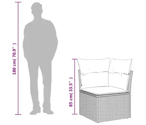 Dārza Stūra Dīvāns Ar Spilveniem, Melna Pe Rotangpalma Vidaxl
