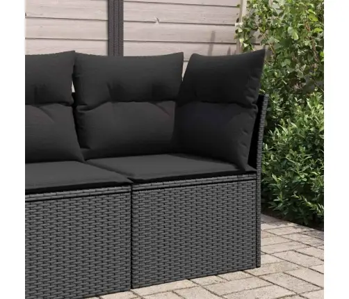 Dārza Stūra Dīvāns Ar Spilveniem, Melna Pe Rotangpalma Vidaxl