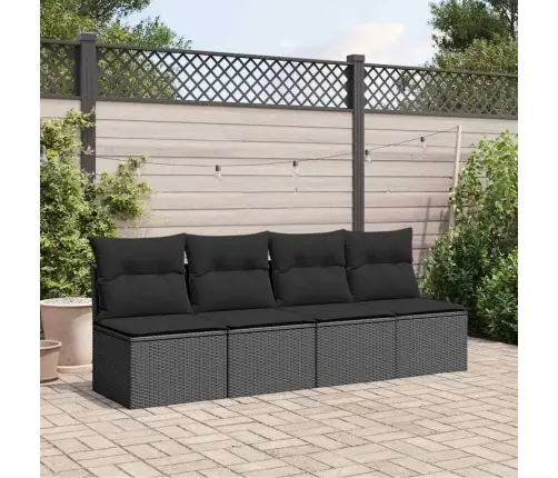 Četrvietīgs Dārza Dīvāns Ar Matračiem, Melna Pe Rotangpalma Vidaxl