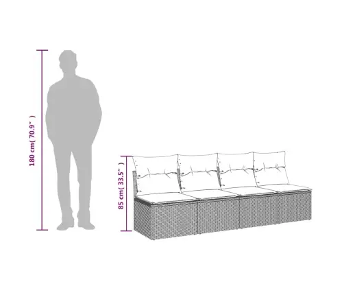 Četrvietīgs Dārza Dīvāns Ar Matračiem, Melna Pe Rotangpalma Vidaxl