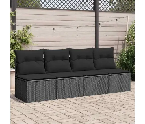 Četrvietīgs Dārza Dīvāns Ar Matračiem, Melna Pe Rotangpalma Vidaxl