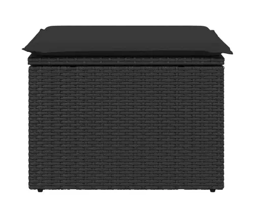 Dārza Soliņš Ar Matraci, Melna Pe Rotangpalma, 55X55X37 Cm Vidaxl