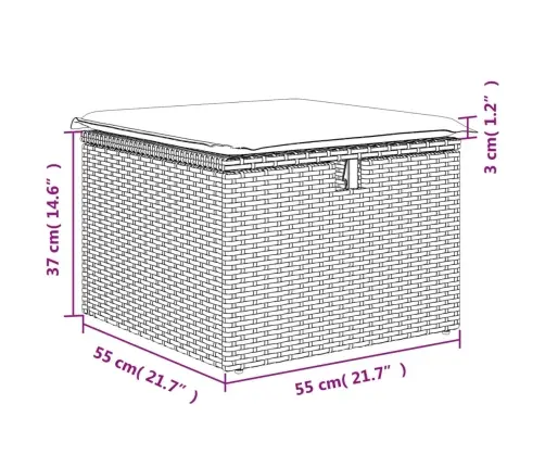 Dārza Soliņš Ar Matraci, Melna Pe Rotangpalma, 55X55X37 Cm Vidaxl
