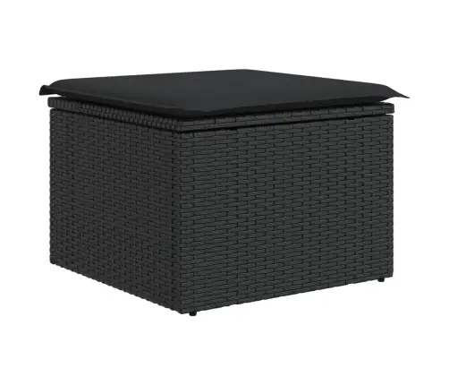 Dārza Soliņš Ar Matraci, Melna Pe Rotangpalma, 55X55X37 Cm Vidaxl