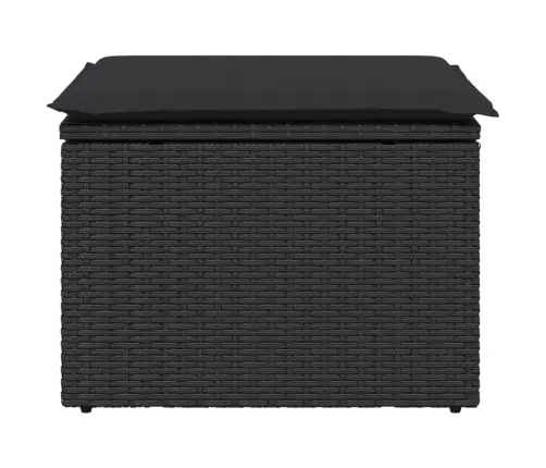 Dārza Soliņš Ar Matraci, Melna Pe Rotangpalma, 55X55X37 Cm Vidaxl