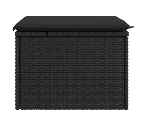 Dārza Soliņš Ar Matraci, Melna Pe Rotangpalma, 55X55X37 Cm Vidaxl