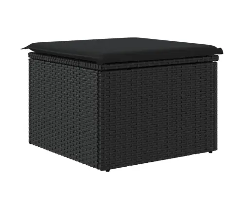 Dārza Soliņš Ar Matraci, Melna Pe Rotangpalma, 55X55X37 Cm Vidaxl