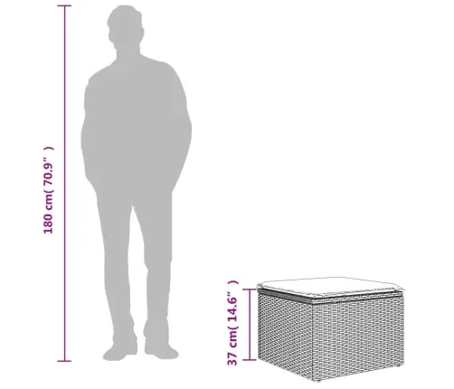 Dārza Soliņš Ar Matraci, Melna Pe Rotangpalma, 55X55X37 Cm Vidaxl