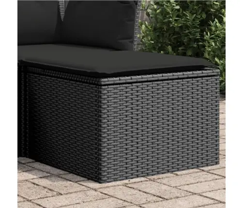 Dārza Soliņš Ar Matraci, Melna Pe Rotangpalma, 55X55X37 Cm Vidaxl