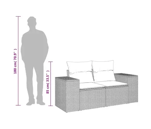 Divvietīgs Dārza Dīvāns Ar Matračiem, Melna Pe Rotangpalma Vidaxl