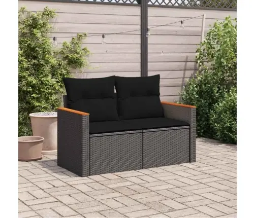 Divvietīgs Dārza Dīvāns Ar Matračiem, Melna Pe Rotangpalma Vidaxl