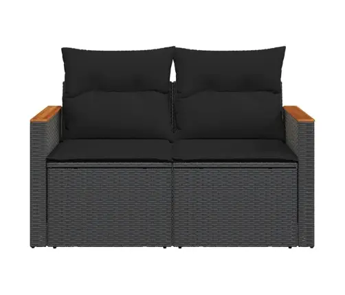 Divvietīgs Dārza Dīvāns Ar Matračiem, Melna Pe Rotangpalma Vidaxl