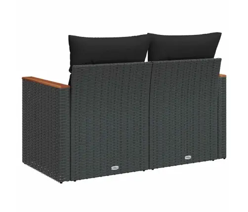 Divvietīgs Dārza Dīvāns Ar Matračiem, Melna Pe Rotangpalma Vidaxl