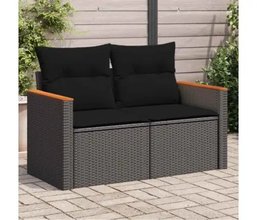 Divvietīgs Dārza Dīvāns Ar Matračiem, Melna Pe Rotangpalma Vidaxl