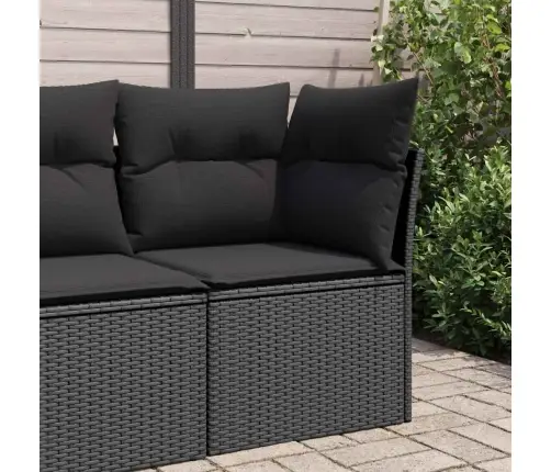 Dārza Stūra Dīvāns Ar Spilveniem, Melna Pe Rotangpalma Vidaxl