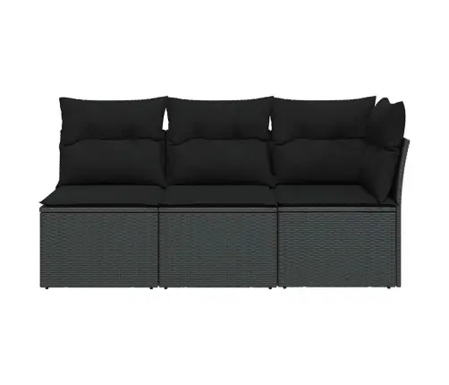 Trīsvietīgs Dārza Dīvāns Ar Matračiem, Melna Pe Rotangpalma Vidaxl