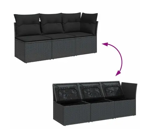 Trīsvietīgs Dārza Dīvāns Ar Matračiem, Melna Pe Rotangpalma Vidaxl